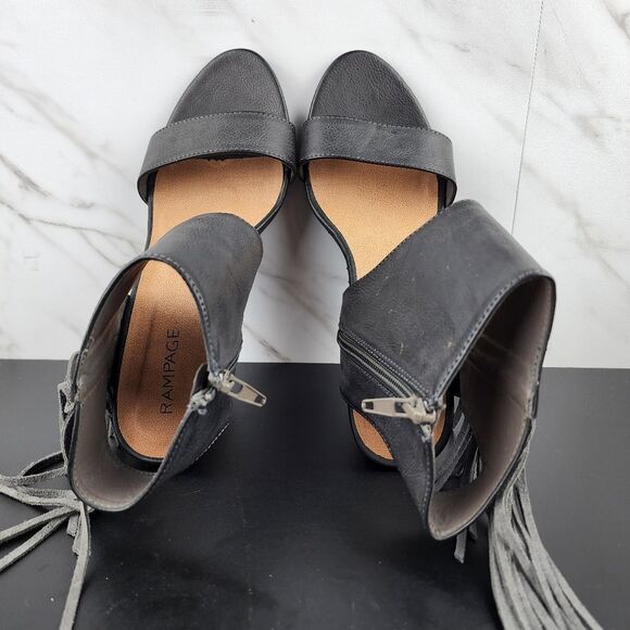 *CLEARANCE Rampage Wollie Fringe Black Wedges - Picture 6 of 8